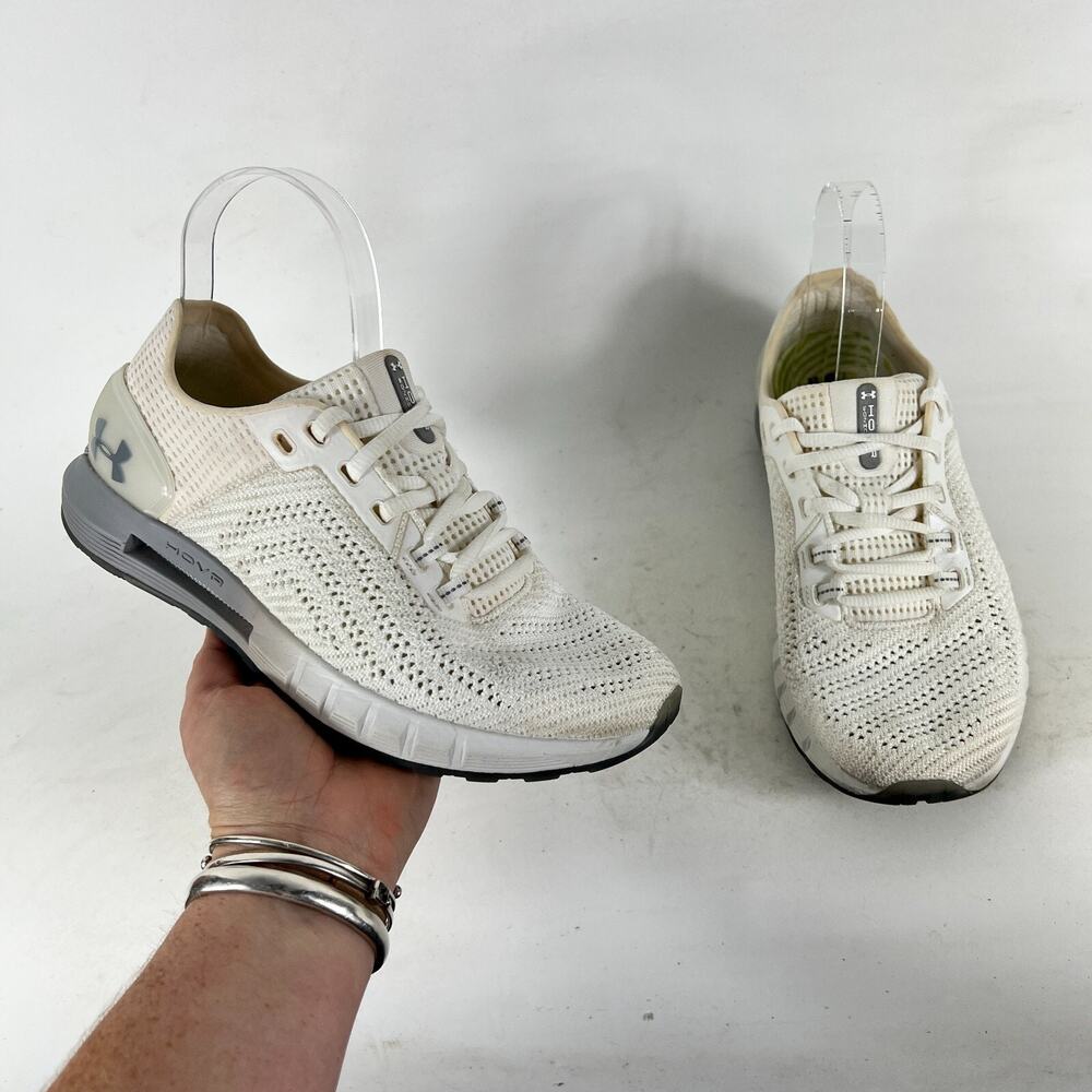 Under Armour Hovr Sonic 2 Sneakers Women's 8 White Mesh Lace Up Athletic Shoes